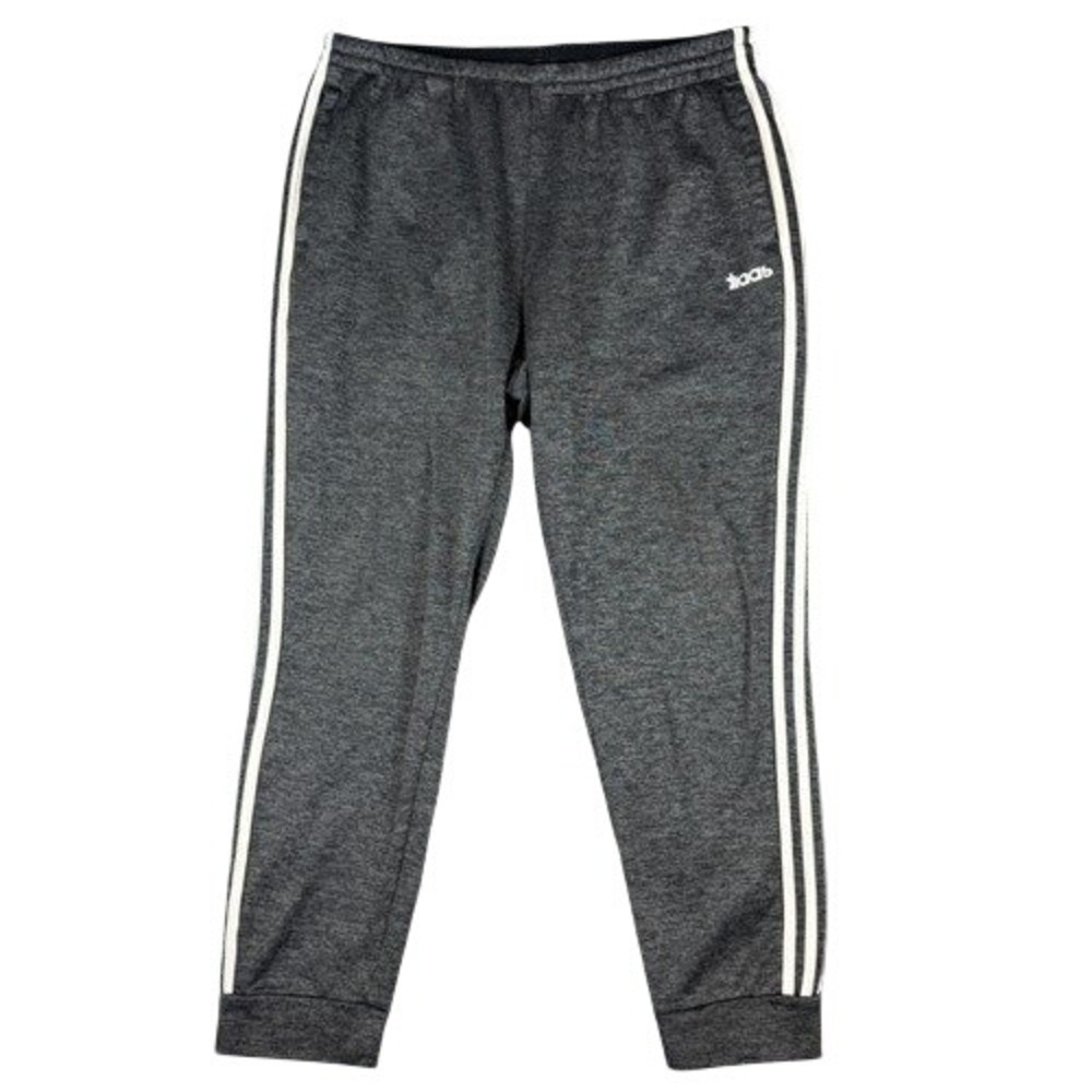 Adidas Men's Large W34 L27 Charcoal‎ Gray Jogger Pants White Stripes Athletic